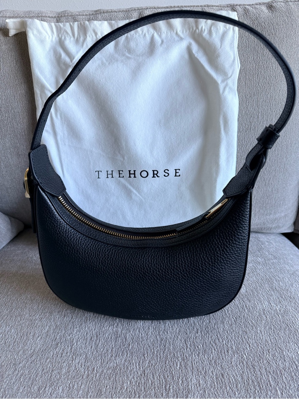 The Horse Friday Bag Black Leather Crescent Hobo Shoulder Bag NWT